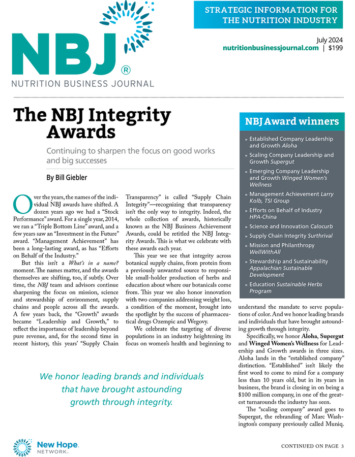 Awards Issue 2024 | Nutrition Business Journal